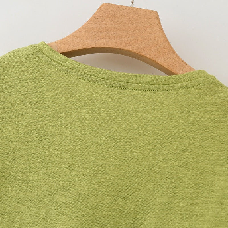 Damen lässiges T-Shirt mit V-Ausschnitt und luftiger Passform Drune