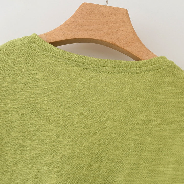 Damen lässiges T-Shirt mit V-Ausschnitt und luftiger Passform Drune