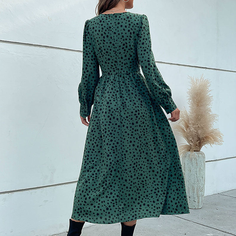Damen Maxikleid mit Knotendetail und voluminösen Ärmeln Drune