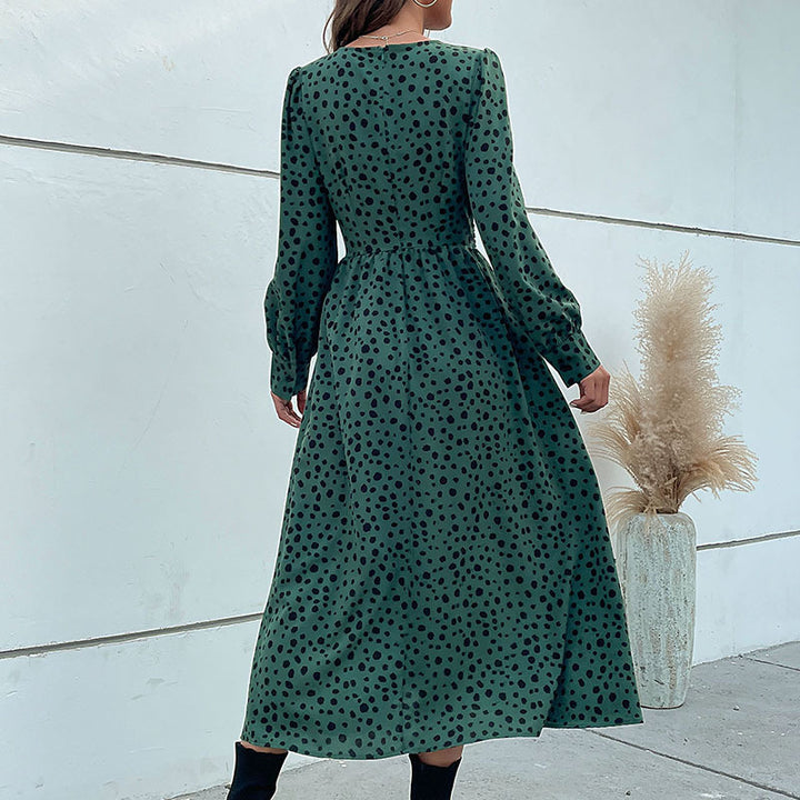 Damen Maxikleid mit Knotendetail und voluminösen Ärmeln Drune