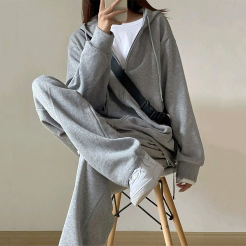Damen Urbanes Lounge-Set mit Kapuzenpullover und weiten Jogginghosen Drune