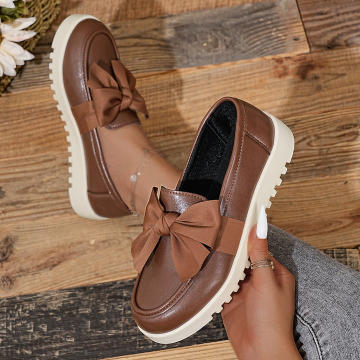 Damen Loafers mit dekorativem Schleifen-Design und rutschfester Sohle Drune