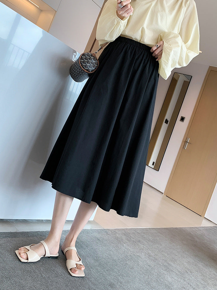 Damen Midirock mit elastischem Bund und schwingendem Saum Drune