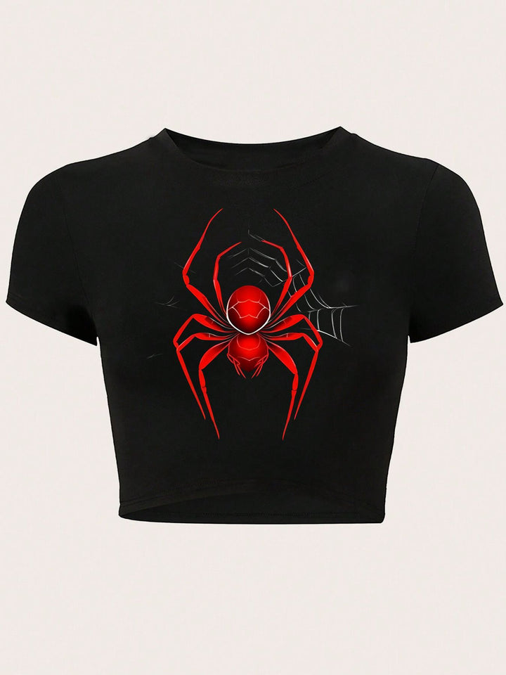 Damen Crop-T-Shirt mit kreativem Telefon-Design Drune