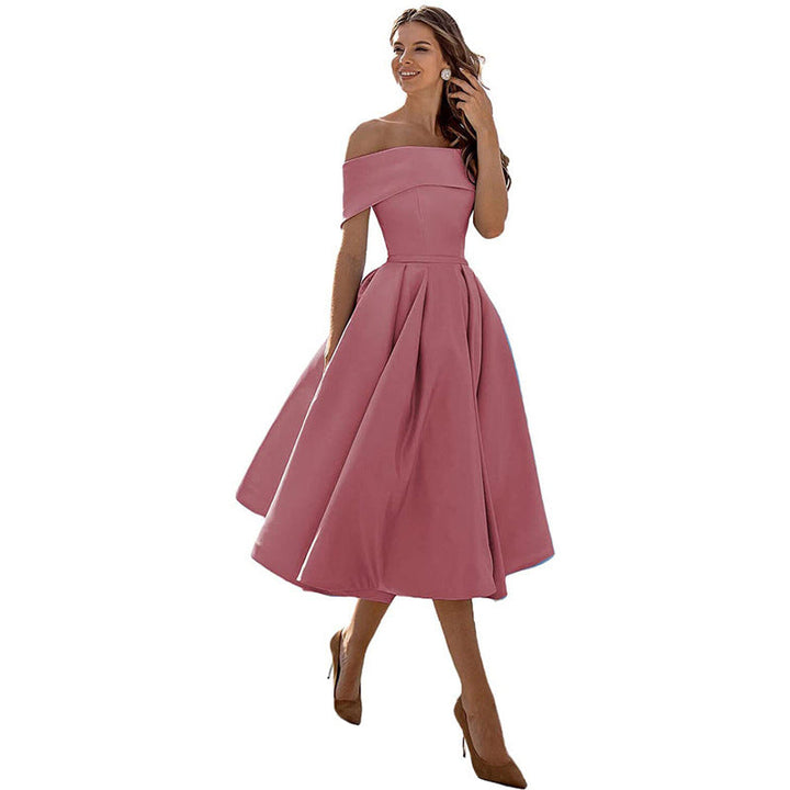 Drune | Legere Mode Satin Cocktailkleid Ohne Träger