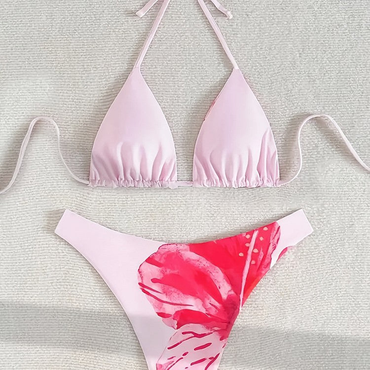 Damen Triangel-Bikini-Set mit floralem Design und verstellbaren Trägern Drune