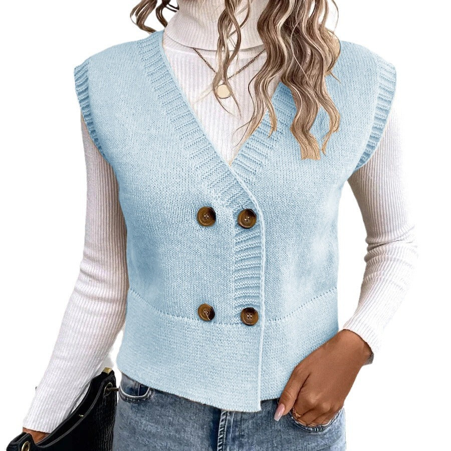 Damen Strickweste mit doppelter Knopfleiste Drune