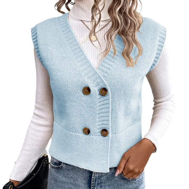 Damen Strickweste mit doppelter Knopfleiste Drune