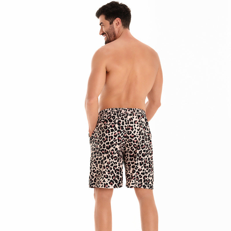 Herren Badeshorts im modernen Leopardenmuster mit verstellbarem Bund Drune