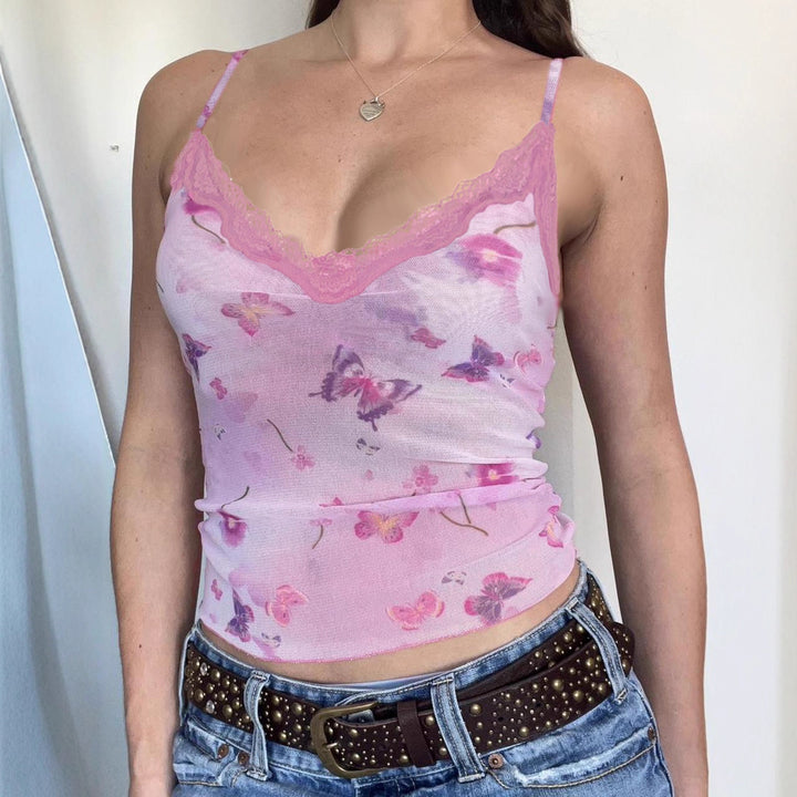 Damen Spitzenoberteil mit floralem Design Drune