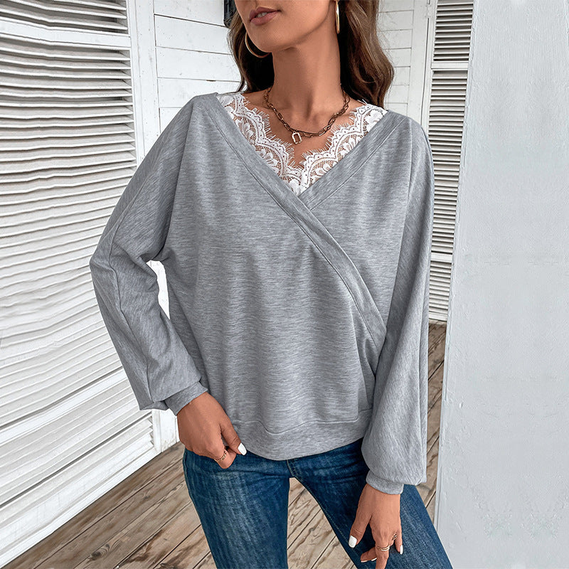 Damen praktisches Übergangsoberteil mit elegantem V-Ausschnitt und Alltagstauglichem Design Drune