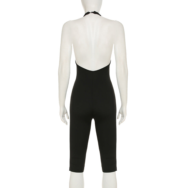 Damen körperbetonter Jumpsuit mit tiefem Rückenausschnitt und reinem Design Drune