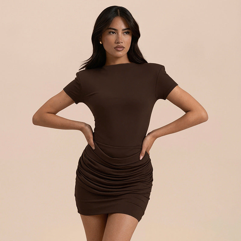 Damen Minikleid mit raffinierten Rüschendetails und körpernahem Schnitt Drune