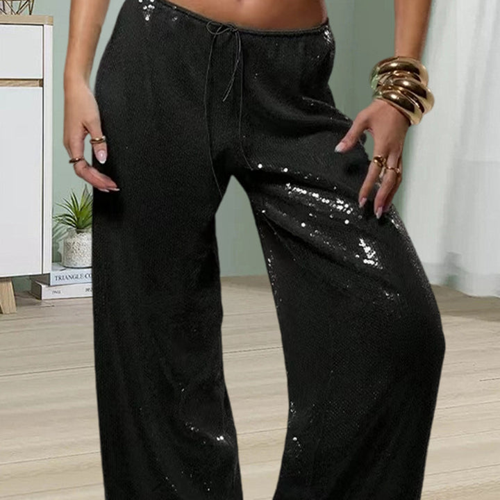 Damen Glitzernde Freizeithose mit weitem Schnitt und elastischem Bund Drune