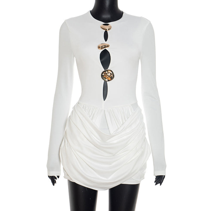Damen elegantes Jumpsuit mit kreativen Cut-Outs und Raffungen Drune