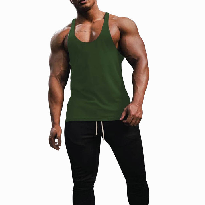 Herren nan athletisches Tanktop mit tiefem Armausschnitt und schmalen Trägern am Rücken aus Baumwollstretch Drune