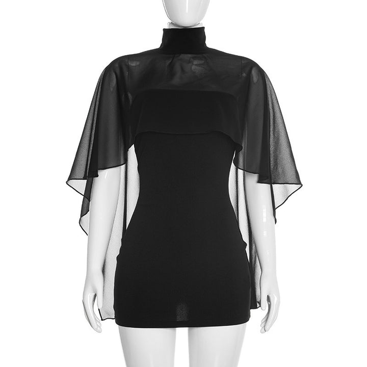 Damen Elegante Wickelbluse mit transparenter Kapuze und asymmetrischem Saum Drune