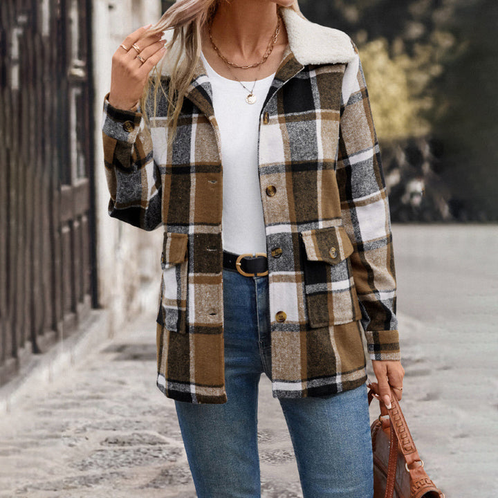 Damen Flanelljacke im klassischen Karomuster mit großen Taschen Drune