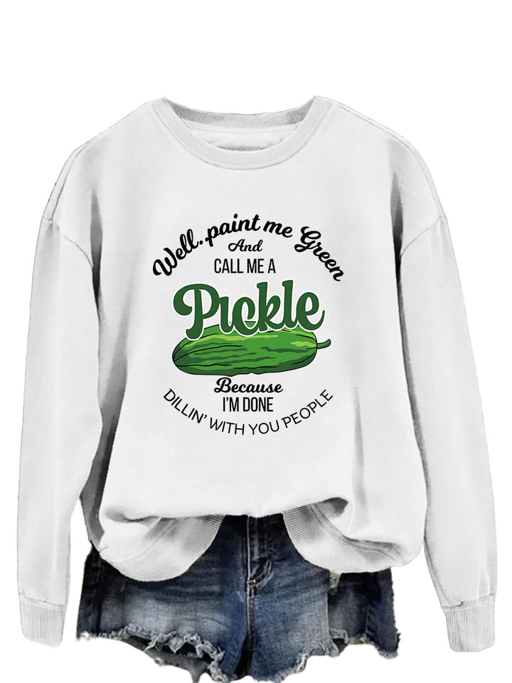Damen Sweatshirt mit witzigem Gurkenmotiv und kreativem Druck Drune