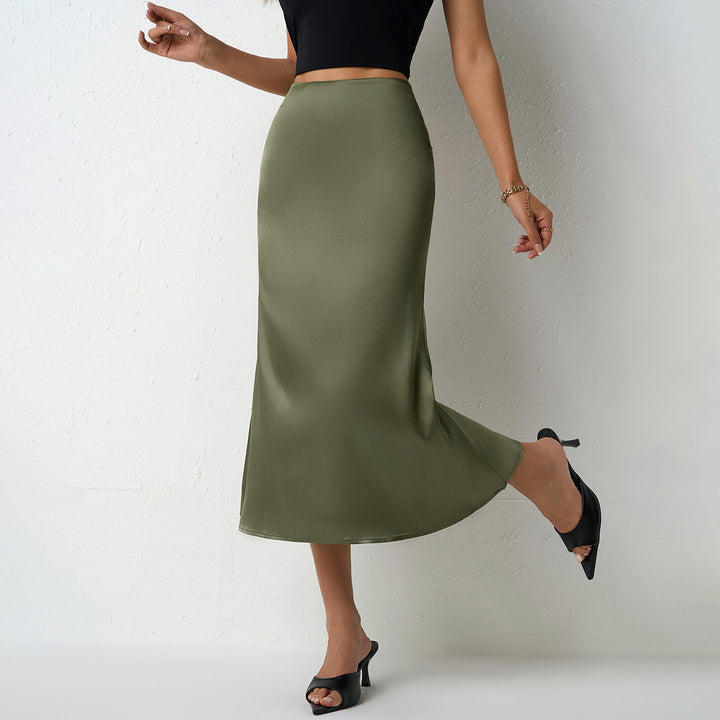 Damen eleganter Midirock aus schimmerndem Stoff mit figurschmeichelndem Schnitt Drune