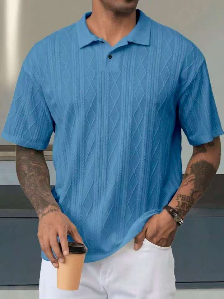 Herren Poloshirt mit strukturiertem Rautenmuster und atmungsaktiven Eigenschaften Drune