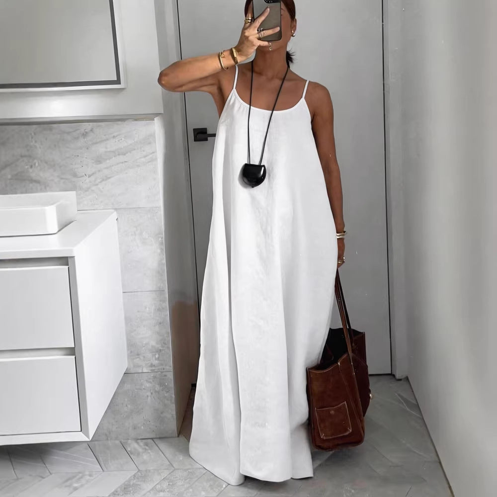 Damen luftiges Leinen-Maxikleid Drune