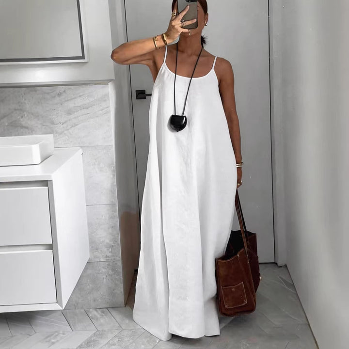 Damen luftiges Leinen-Maxikleid Drune