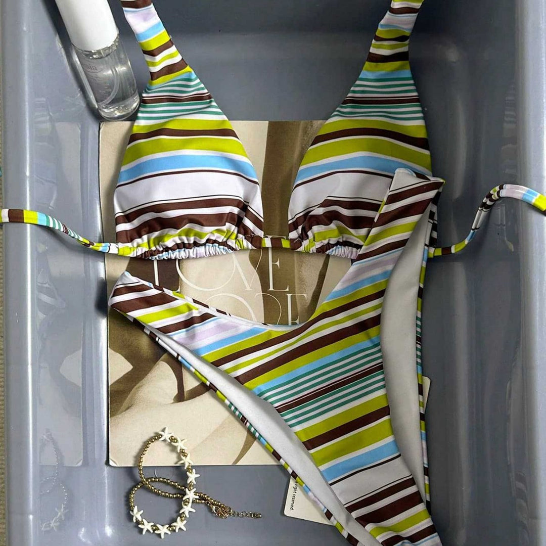 Damen Triangel-Bikini mit hoch geschnittenem Unterteil Drune