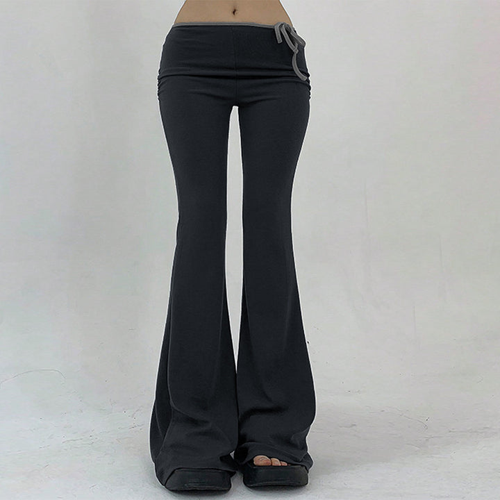 Damen Flared Yoga-Hose mit elastischem Bund und geripptem Stoff Drune