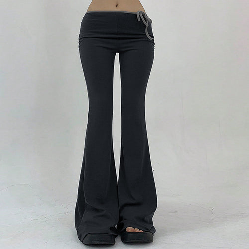 Damen Flared Yoga-Hose mit elastischem Bund und geripptem Stoff Drune