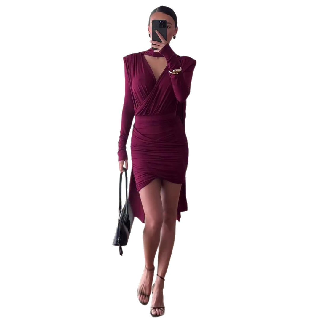 Damen Wickelkleid mit asymmetrischem Saum und raffiniertem Oberteil Drune
