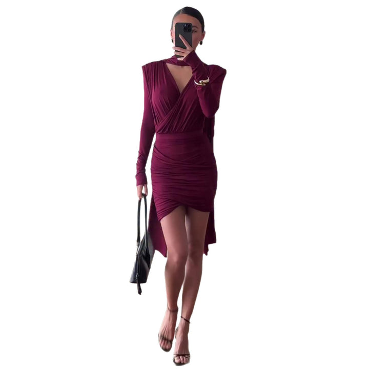 Damen Wickelkleid mit asymmetrischem Saum und raffiniertem Oberteil Drune