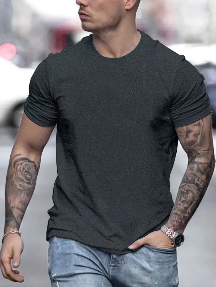 Herren lässiges T-Shirt mit strukturierter Oberfläche und bequemem Schnitt Drune