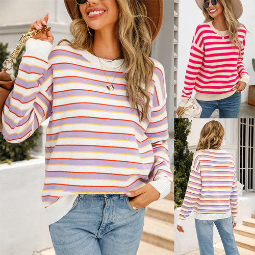 Damen lässiger gestreifter Pullover Drune