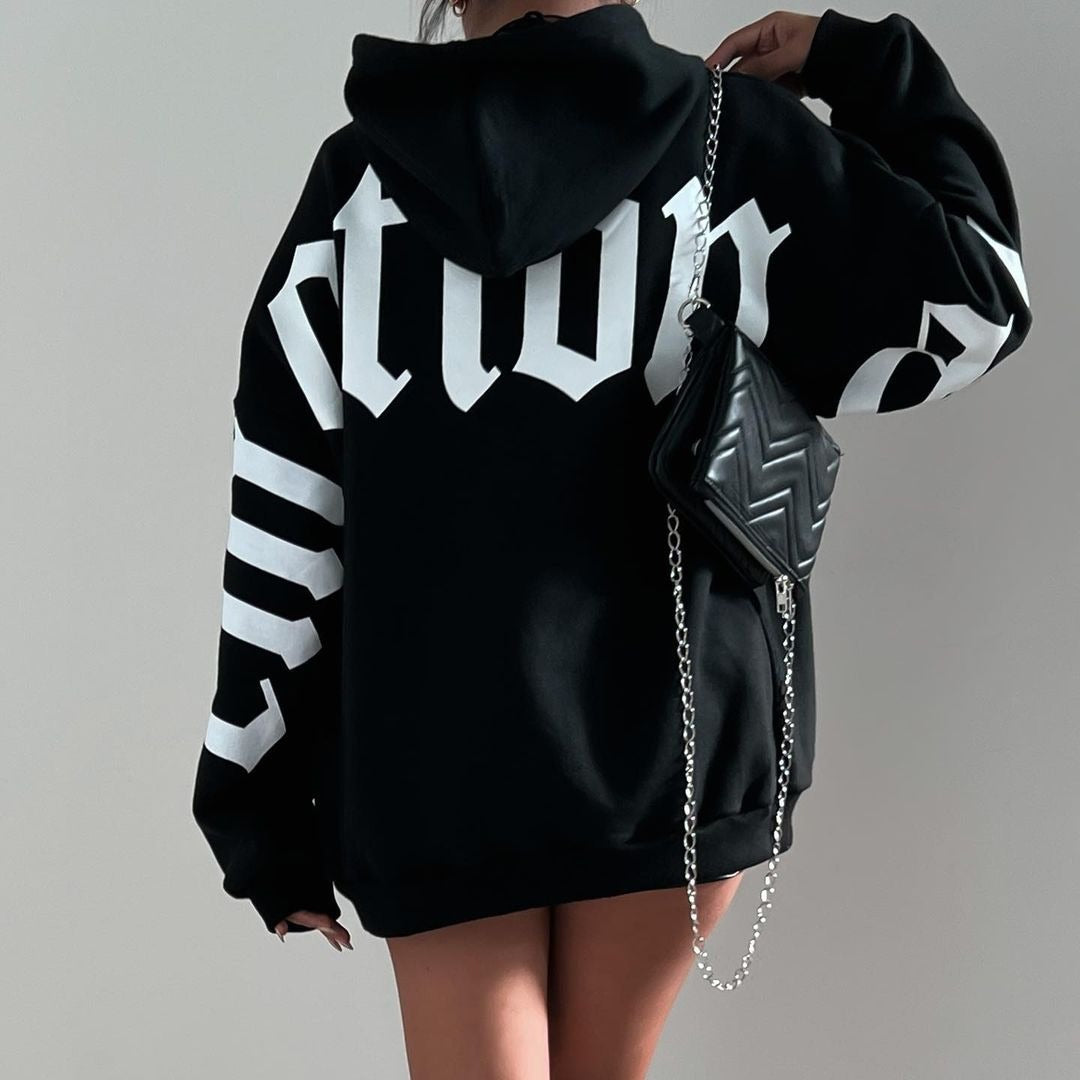 Damen Oversized Kapuzenpullover mit grafischem Print Drune