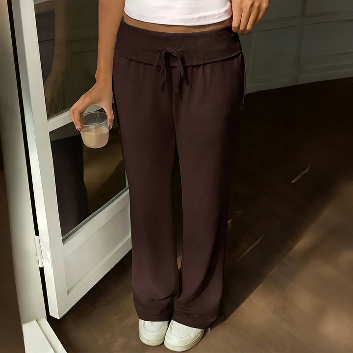 Damen Bequeme Jersey-Hose mit elastischem Bund und Kordelzug Drune