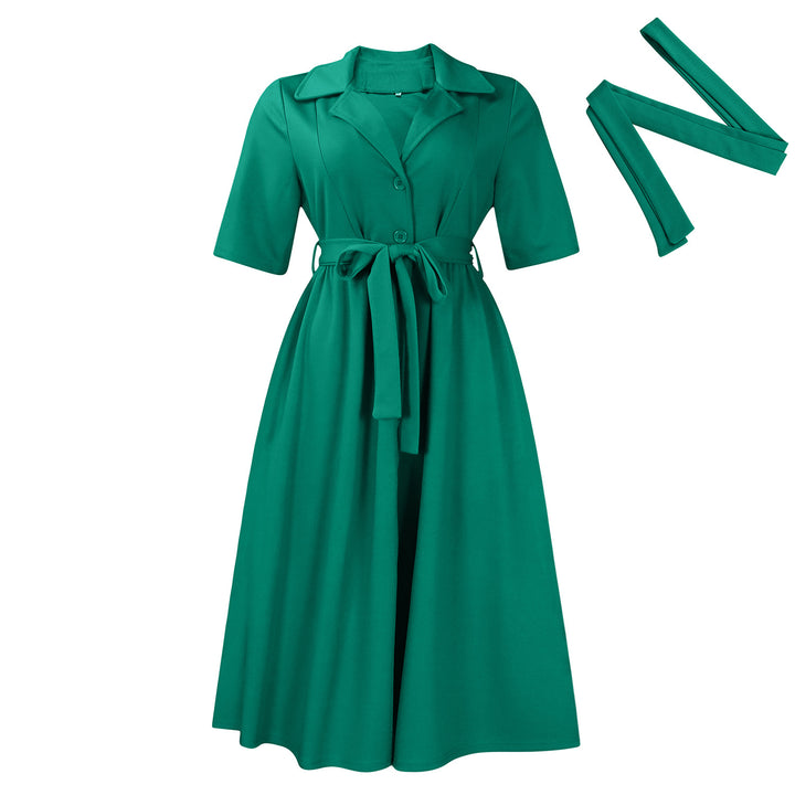 Damen Midikleid mit eleganter Knopfleiste und tailliertem Design Drune