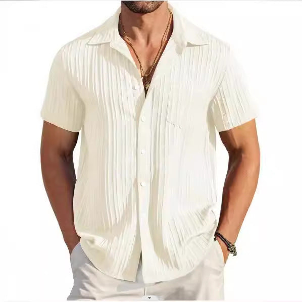 Herren Kurzarm-Hemd mit strukturiertem Design Drune