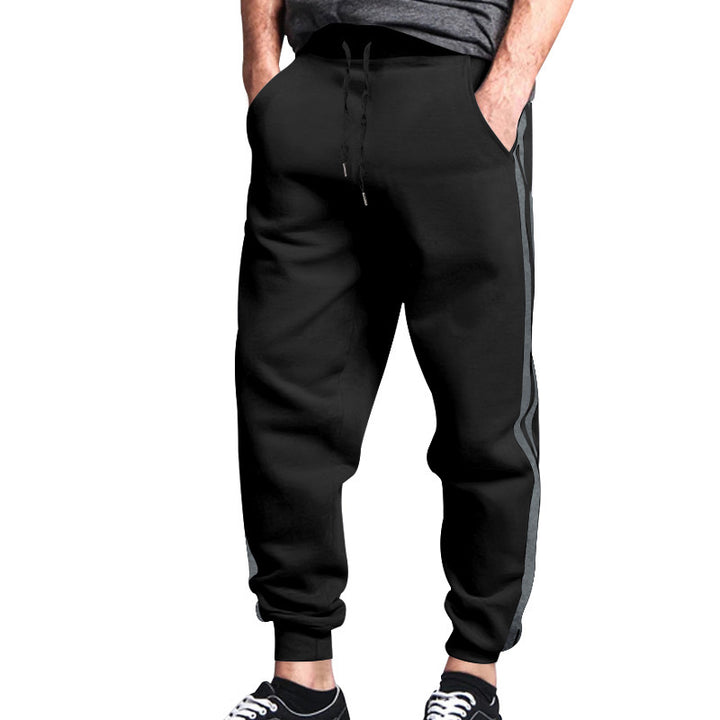 Herren sportliche Jogginghose mit seitlichen Kontraststreifen und elastischem Bund Drune