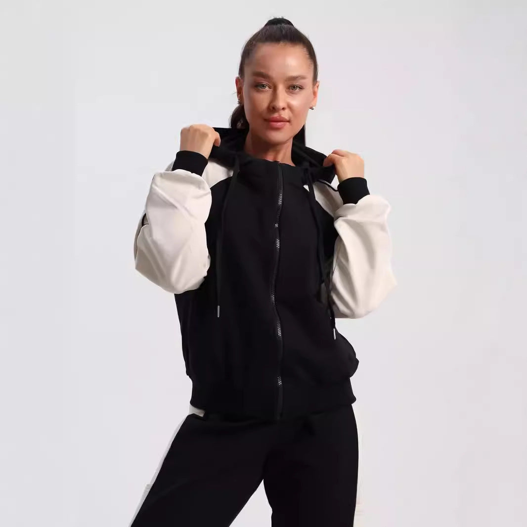 Damen sportlicher Fleece-Jogginganzug mit modischem Reißverschluss Drune