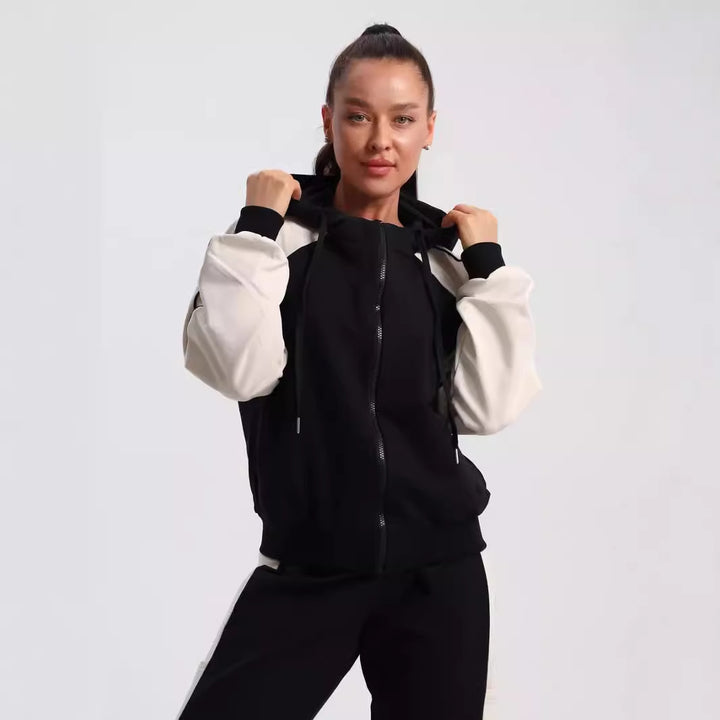 Damen sportlicher Fleece-Jogginganzug mit modischem Reißverschluss Drune