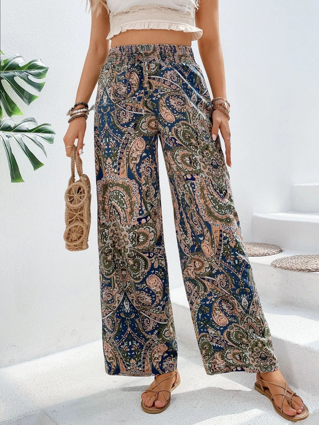 Damen weite Palazzo-Hose im eleganten Paisleymuster Drune