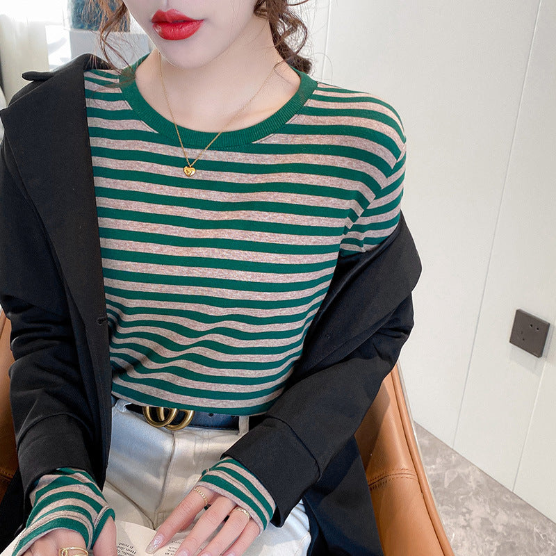 Damen Langarm-Shirt mit maritimem Streifenmuster Drune