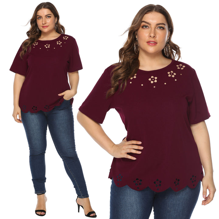 Damen elegantes Oberteil mit dekorativen Blumenstickereien Drune