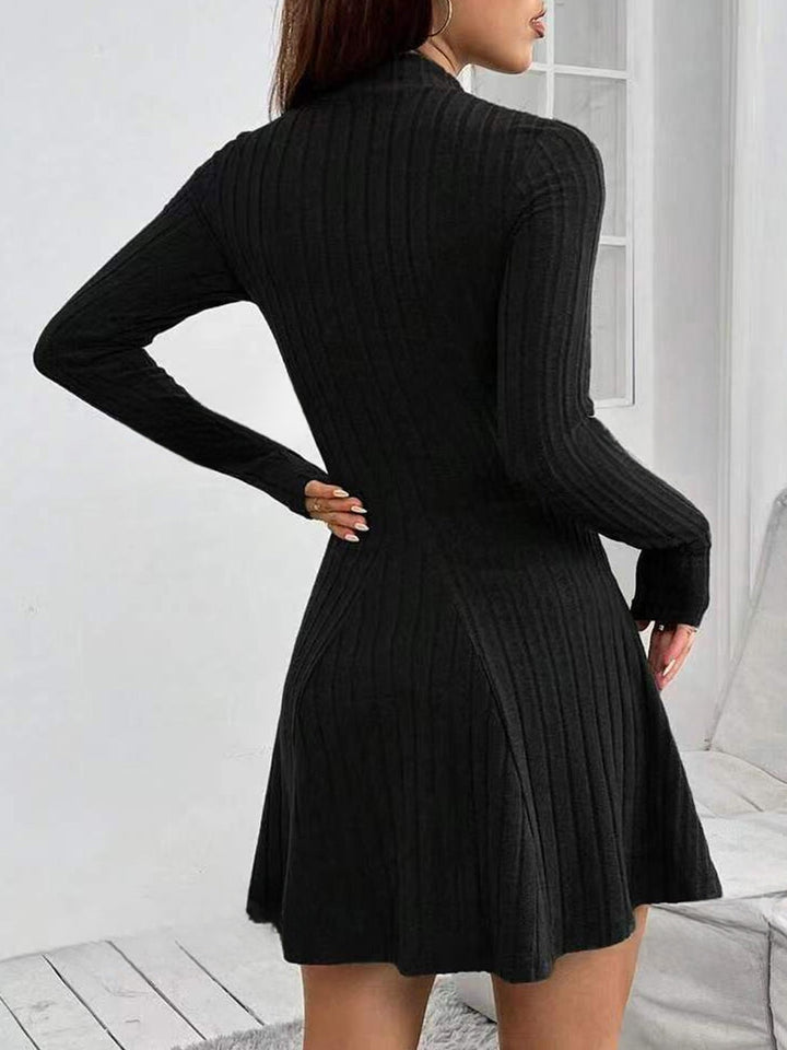 Damen Strickkleid mit strukturiertem Design und langem Ärmel Drune