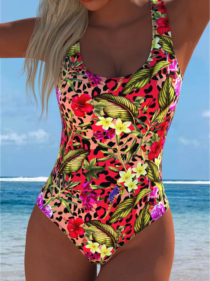 Damen Einteiliger Badeanzug mit floralen Akzenten und sportlichem Schnitt Drune