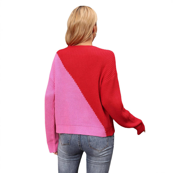Damen trendiger Pullover mit asymmetrischem Farbblockdesign Drune