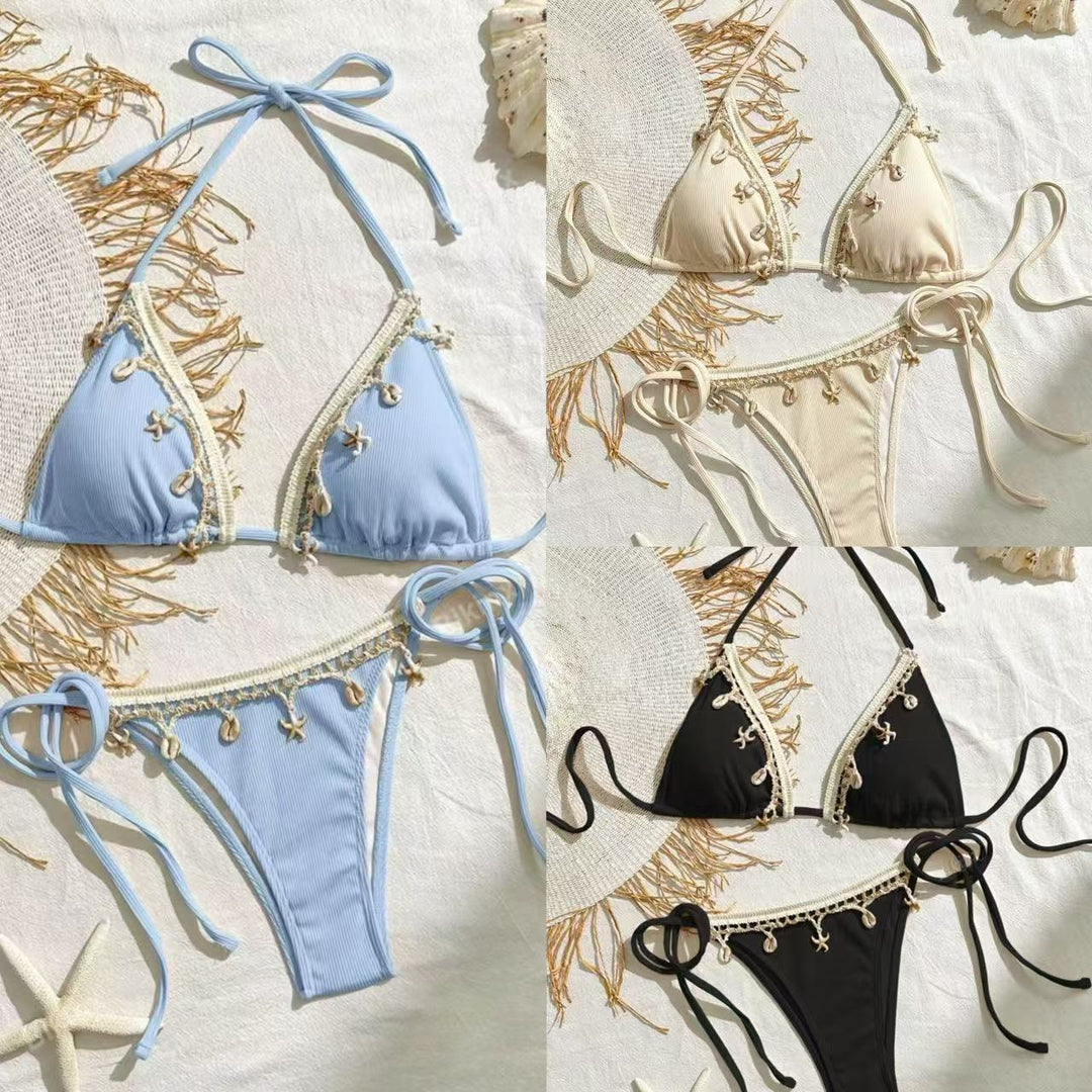 Damen Triangel-Bikini mit verspielten Häkel-Details Drune