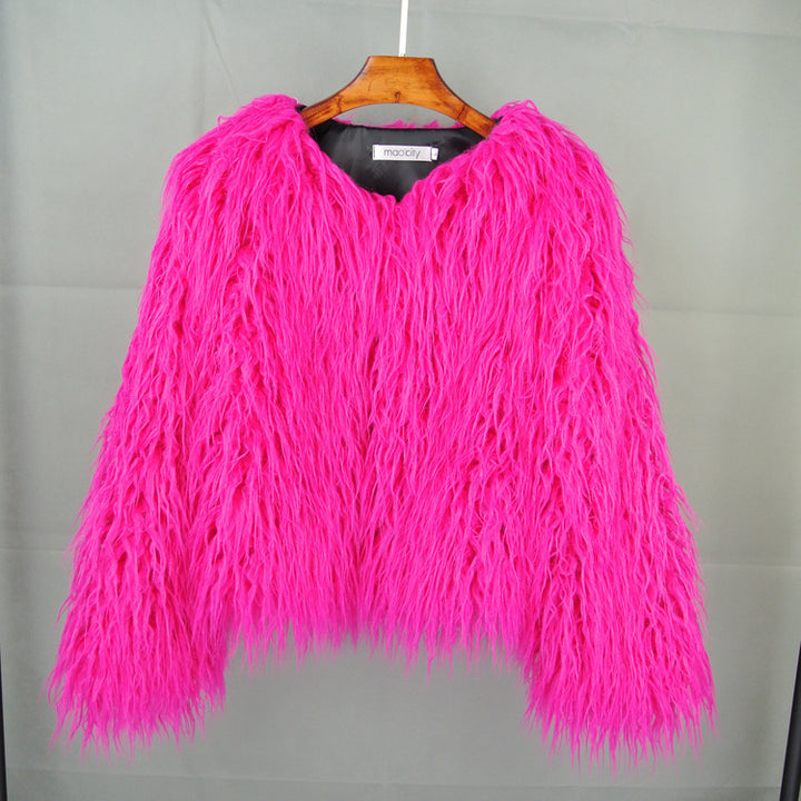 Damen Flauschige Kunstfelljacke mit lockerer Passform und voluminösem Design Drune