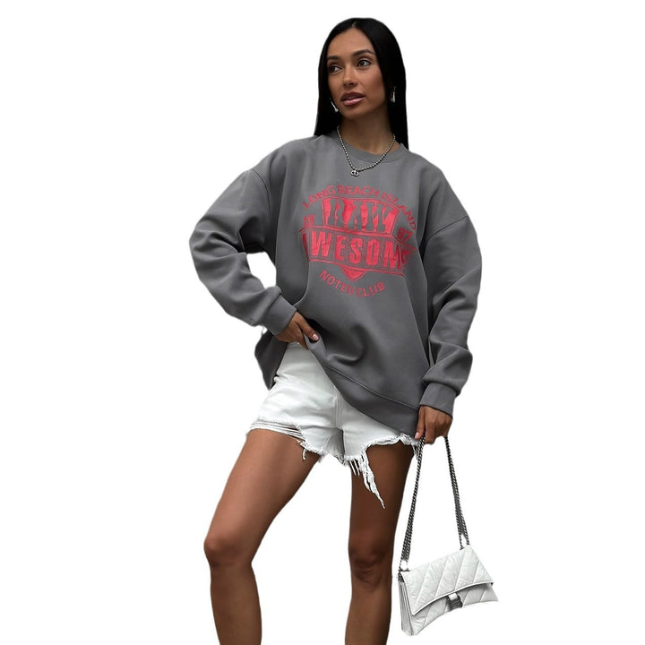 Damen lässiges Sweatshirt mit kreativem Druck Drune